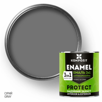 Емаль Kompozit антикорозійна 3 в 1 сірий шовковистий мат 2,7 кг